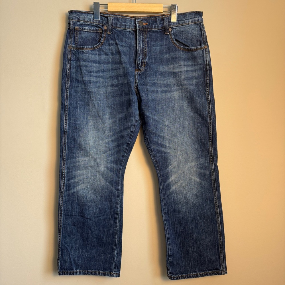 Wrangler Retro Relaxed Boot Mens Blue Denim Jeans 35x30 Western‎ Cowboy Style